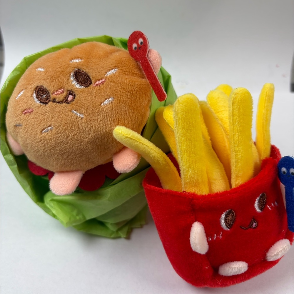 Plush Burger & Fries keychain Set